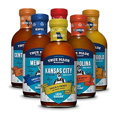True Made Foods Ed Mitchell Genuine Pitmaster BBQ Sauce Variety Pack - 6 Flavor Collection for Grilling and Barbecue Recipes - Ideal for Meat, Poultry, Seafood and More (18 oz, 6 Pack) Cover