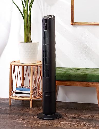 Holmes 42" Smartconnect Wi-Fi Digital Tower Fan, Clearread Display, Alexa Voice Control, 80° Oscillation, 5 Speeds, 4 Modes, 8-Hour Timer, Home, Bedroom Or Office, Remote Control, Matte Black #TOP7