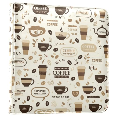 Kigai Cafe Pattern Photo Album Self Adhesive Scrapbook Album Leather Cover DIY Picture Scrap Book with 20 Adhesive Sheets, 11.8x24x0.8 inch