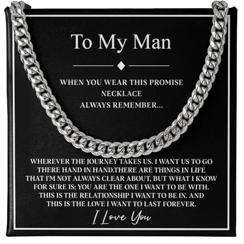 Promise Cuban Chain Necklace for Him - Sentimental & Birthday Gift Ideas for Husband, Boyfriend