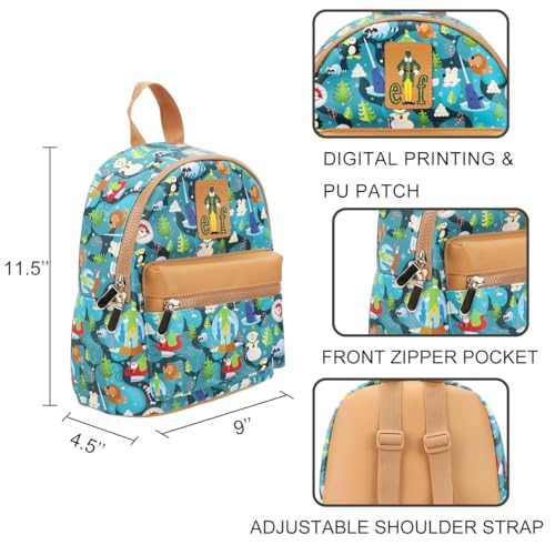 Bioworld Elf Illustrated North Pole Pattern 11.5" Mini Backpack4