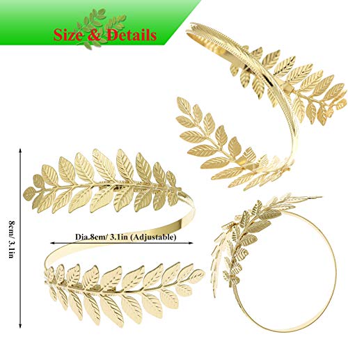 RechicGu Greek Roman Laurel Leaf Bracelet Armband Upper Arm Cuff Armlet Festival Bridal Adjustable Bangle - Image 6
