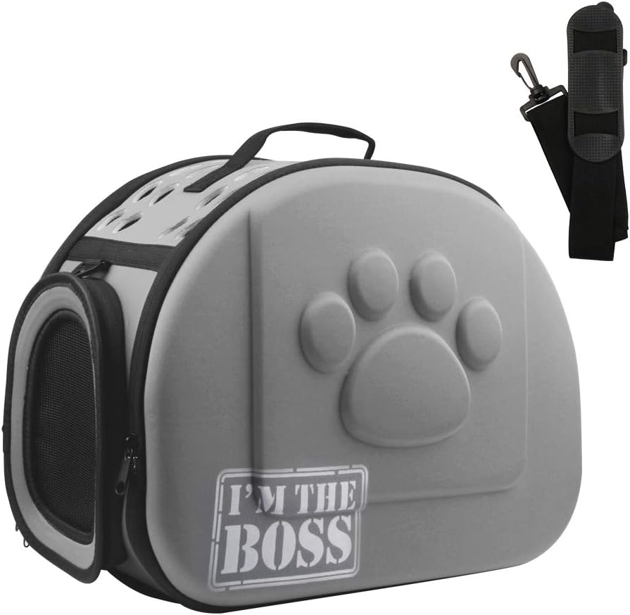 AriTan Pet Travel Carrier, Soft-Sided Portable Collapsible EVA Cat Bag with Mesh Windows, Porous Design, Best for Small or Medium Dog and Cat (Large, Grey)