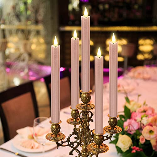 Yongmao Flameless Taper Candles Flickering Battery Operated With 10-Key Remote, Real Wax Pink Led Window Candles Electric Candles 3D Wick Warm Light 6Pcs For Christmas Home Wedding Decor (Rose Gold) #TOP1