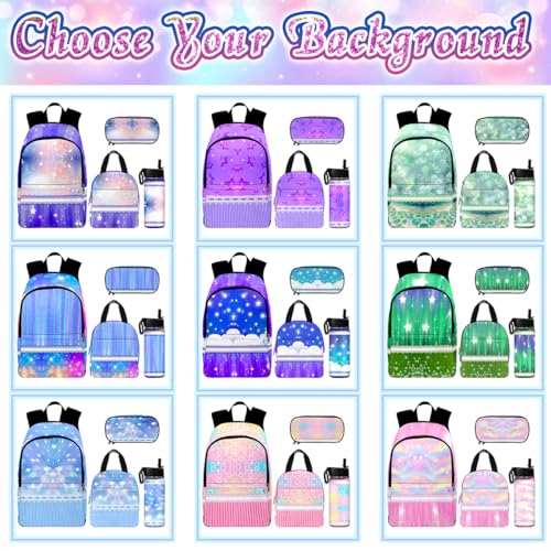 Custom Back to School Supplies Backpacks Lunch Bag Pencil Bag with Name Personalized Girl Text Pink for Elementary Middle School Backpack Lunch Pencil Bag for Teens Girls Kids Waterproof4
