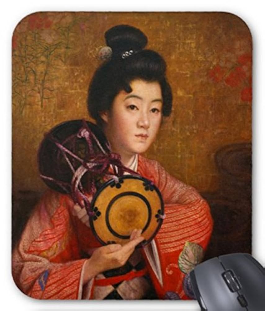 Amazon.co.jp: 岡田三郎助『 婦人像（紫調べ） 』のマウスパッド