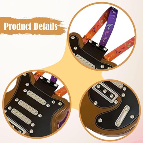 Women Guitar Shaped Backpack Adjustable Shoulder Straps for Party, Brown2