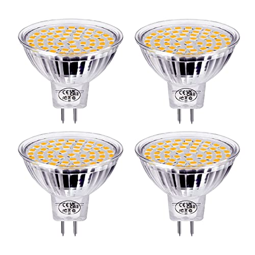 GVOREE Mr16 GU5.3 12V LED Strahler Warmweiss, 5W Ersetzt 40W Halogen Lampen,Kein Stroboskopeffekt Warmweiß,Nicht Dimmbar,120º Abstrahlwinkel 4er-Pack