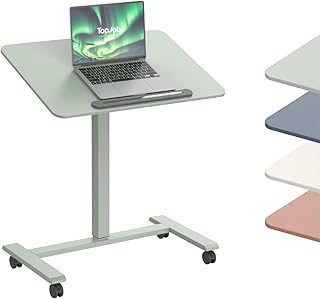 TopJob ANYDESK FOLD Mobile Standing Desk, Portable with Lockable Wheels, Foldable Stand Desk, Rolling Computer Workstations, Used for Home, Couch Side Table, Bedside Table in Bed Room Kitchen