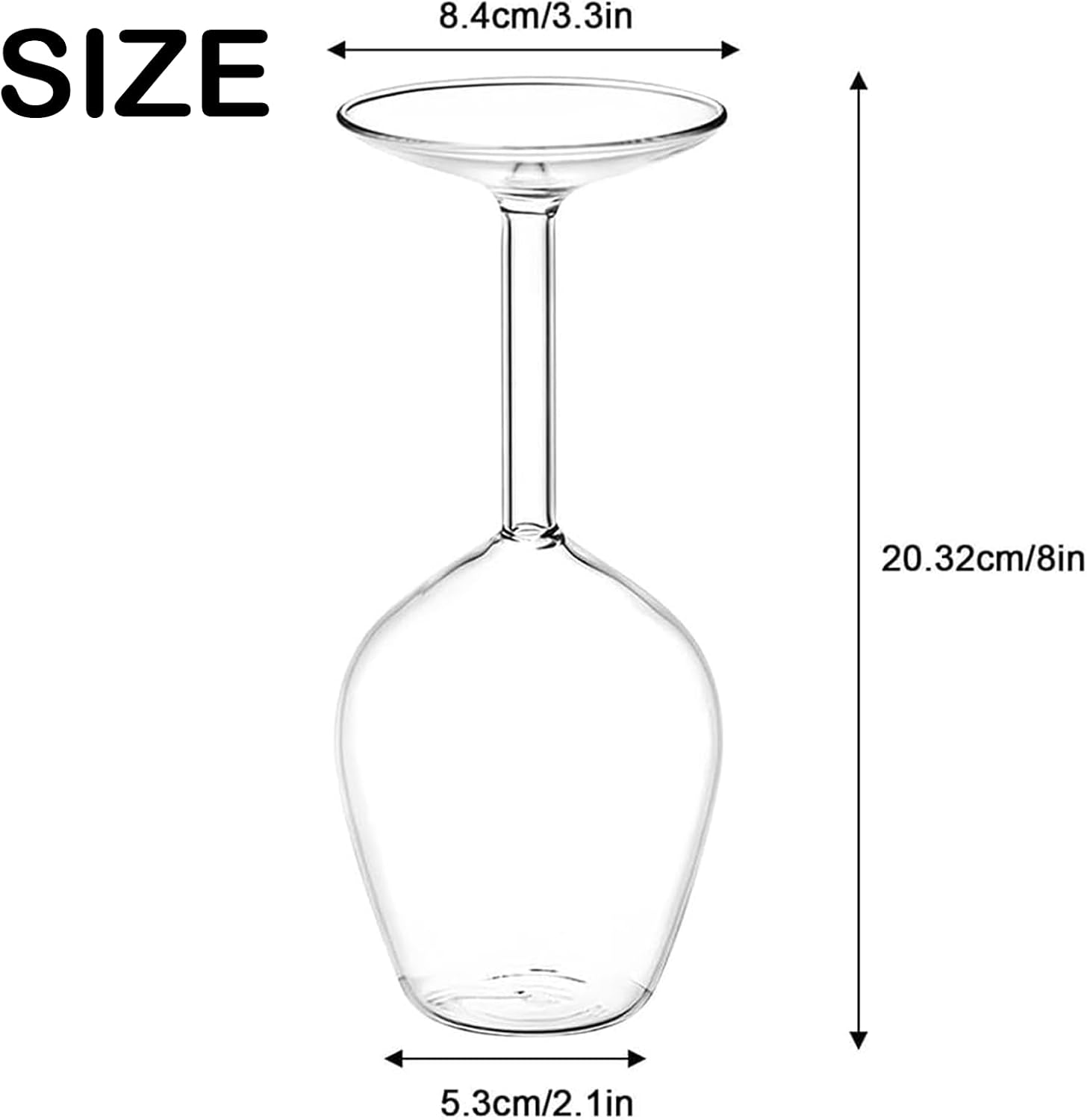 Upside down Wine Glass, 14 Fluid Ounce Long Stem Inverted Cocktail Glasses, Unique Fun Creative Stem Cups for Women Men Birthday Anniversary, Valentine, Christmas, Party Gift (2Pcs)