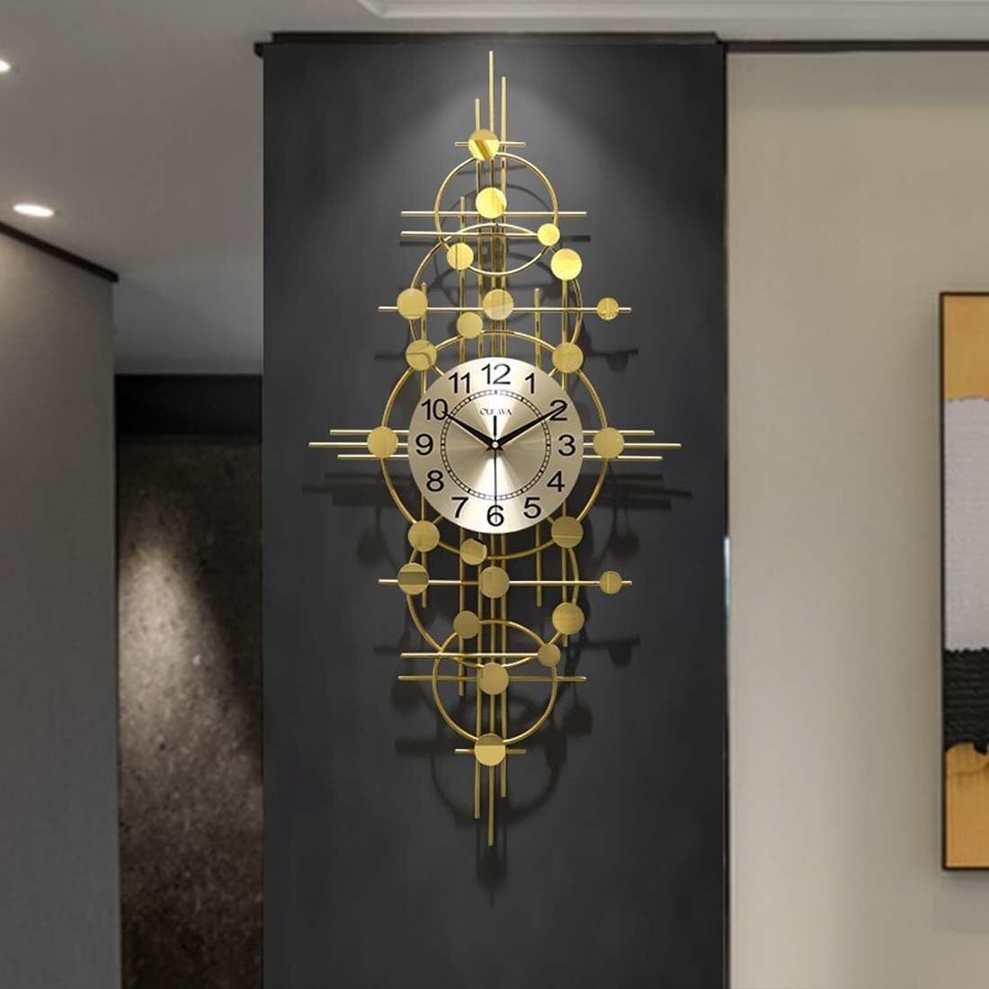 Grande horloge murale en métal vintage moderne 53x110 cm pour salon et bureau