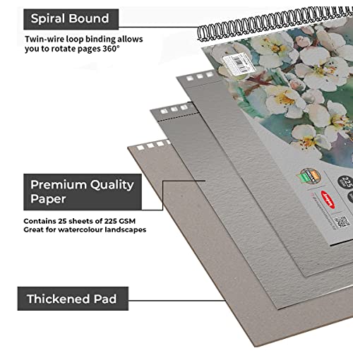 Image of Anupam Dusk Grey Watercolour Paper Book - Cold Pressed - Wiro Bound - 225 GSM - 15 Sheets - A5