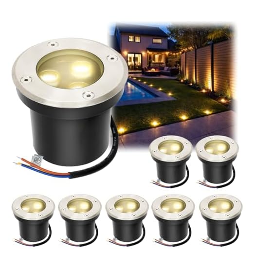 Fiqops 8er Set Bodenstrahler außen mit LED 3W Warmweiß Lich IP65,Bodeneinbaustrahler aussen Schwarz matt rund,Bodenleuchten befahrbar 230V,Bodeneinbauleuchten für Boden Garten Pool Pflanzen