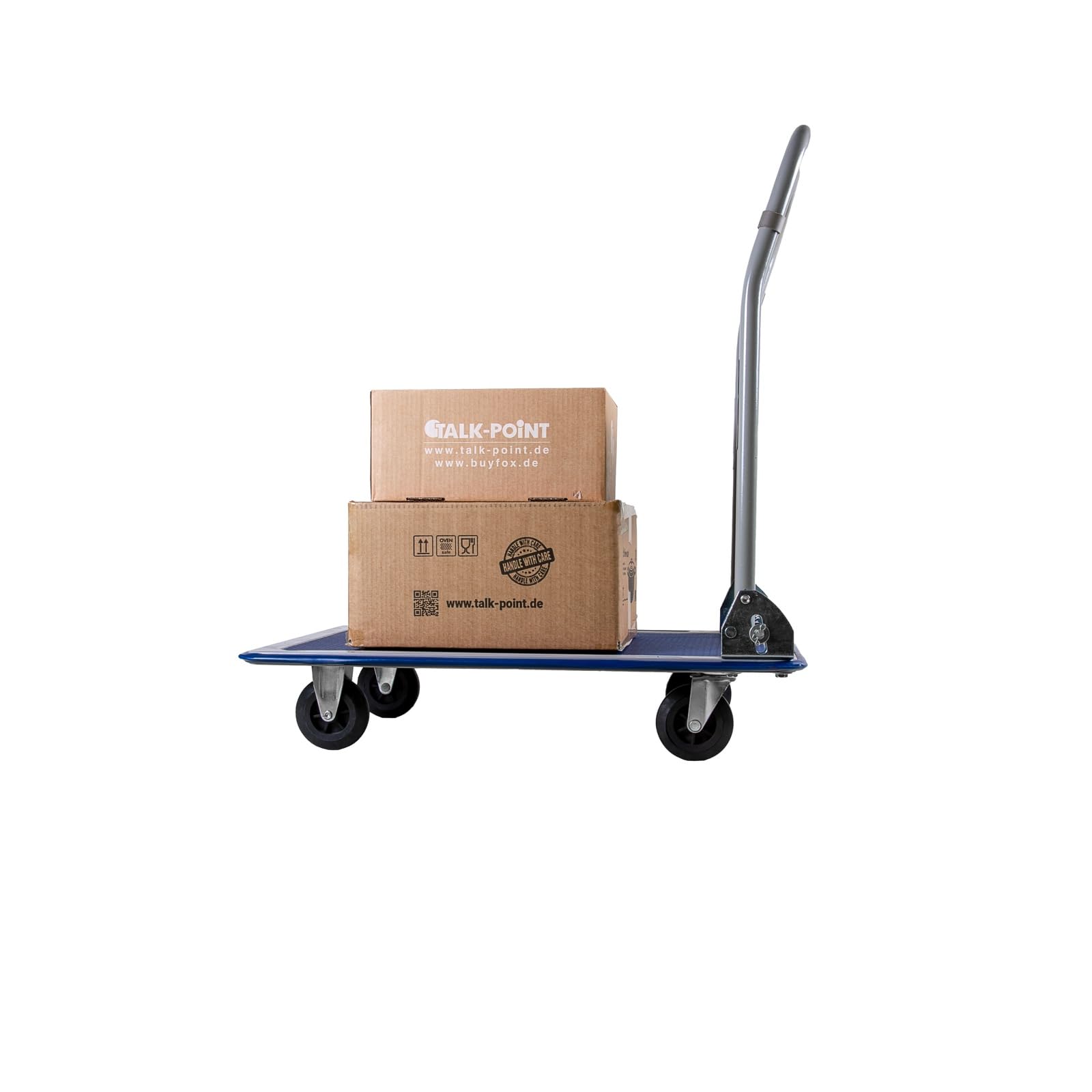 Plattformwagen klappbar mit 150 kg Tragkraft | Transportwagen Plattenwagen | Gummibereifung Anti-Rutschbeschichtung Lenkrollen gummierte Kanten | Transporthilfe für Umzug