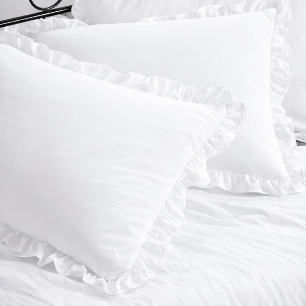 Cottington Lane Ruffle Twin Daybed Cover Sets, Microfiber 6 Piece Bedding Set, Ruffled Daybed Comforter with Bed Skirt & Pillow Shams for All-Season Cozy Comfort, Durable, White