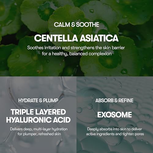 Image of VT COSMETICS Cica-Exosome Moisture Mask 20 Sheets, Centella Asiatica & Hyaluronic Acid with Exosomes for Deep Hydration & Calming, Biodegradable Vegan Sheets, Korean Face Mask