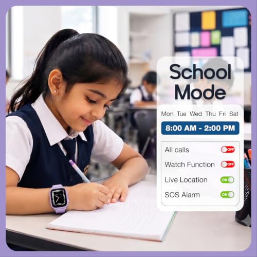 Image of sekyo 4G Smart Watch for Kids | AI Learning Coach, Whatsapp, Video Calling, GPS Tracker, Health Monitoring, Habit Coach| Edu-Games, Step Count (Purple, Neo Ai)