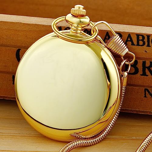 Image of Hollow Roman Digital Pocket Watch Cover for Men, Calendar Roman Dial Men's Pocket Watch with Chain