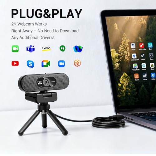 Hprosper 2K HD Wide Angle Webcam with Microphone, Computer Monitor USB Zoom Video Camera External Web Cam for Streaming, Pc, Laptop, Desktop, Mac, Video Conference, Streaming Camera for Gaming - Image 7