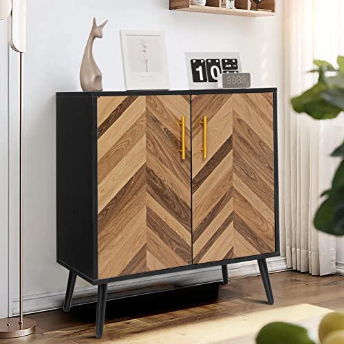 Sihanm Black Storage Cabinet 2 Doors - Modern Accent Cabinet Free Standing Sideboard Buffet Cabinet With Shelves, Wood Small Storage Cabinet For Living Room Kitchen Office Hallway #TOP19