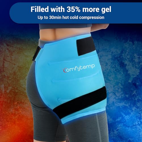 Image of Comfytemp Hip Ice Pack Wrap for Sciatica Pain Relief, Hip Replacement Kit After Surgery, Reusable Gel Ice Pack for Injuries, Hot Cold Compress Recovery Items, Fathers Day Dad Gifts for Men, Blue (S /M)