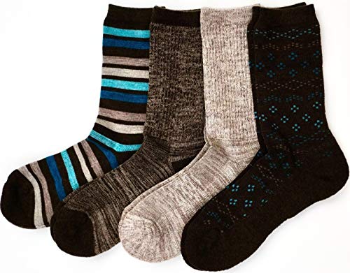 Kirkland Signature Ladies' Trail Socks Merino Wool (Brown/Teal), 4 Pairs, Fits Shoe Size: