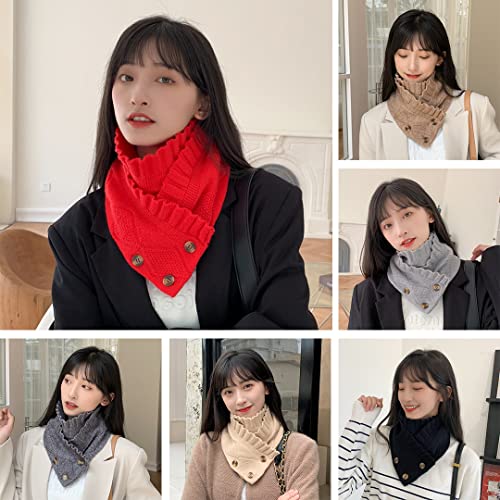Knit Neck Gaiter Womens Neck Warmer Scarf with Buttons Winter Thermal Scarves for Dating Traveling Working Cycling2