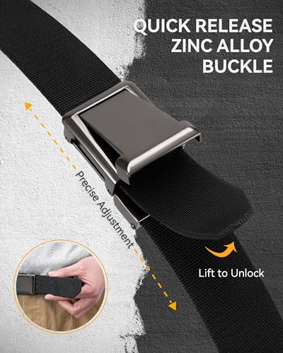 Image of CHAOREN Tactical Belt Men - 1.5 inch Stretch Work Belt with Zinc Alloy Buckle | Quick Release, Zinc Alloy Buckle, Heavy Duty, Stretchy Nylon, Military, Hiking, EDC, EMT, EMS