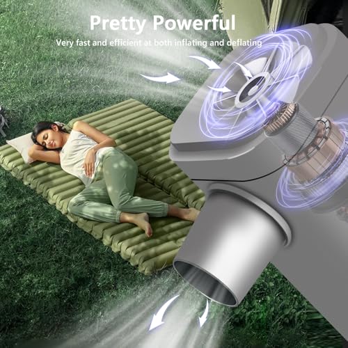 Image of ICEKATI - Portable Air Pump for Inflatables, Rechargeable Mini Inflation Pump with Camping Light for Pool Floats, Swimming Rings, Air Mattress, Pads for