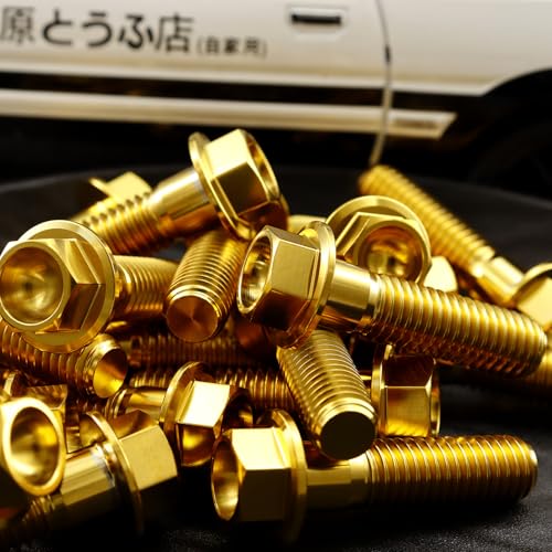 Image of Rison Titanium Flanged Hex Head Bolt M6x1.0x10mm 6AL4V Aerospace Grade Ti Bolt Gold Pack of 5