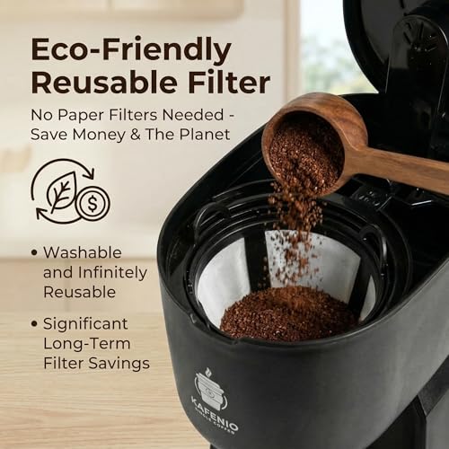 Image of 6 Degrees Single Serve Coffee Maker for Home & Office | Mini Portable Filter Coffee Machine | Reusable Mesh Filter | 400ml Personal Drip Brewer for Traditional Powder & Grounds | Compact Matte Black