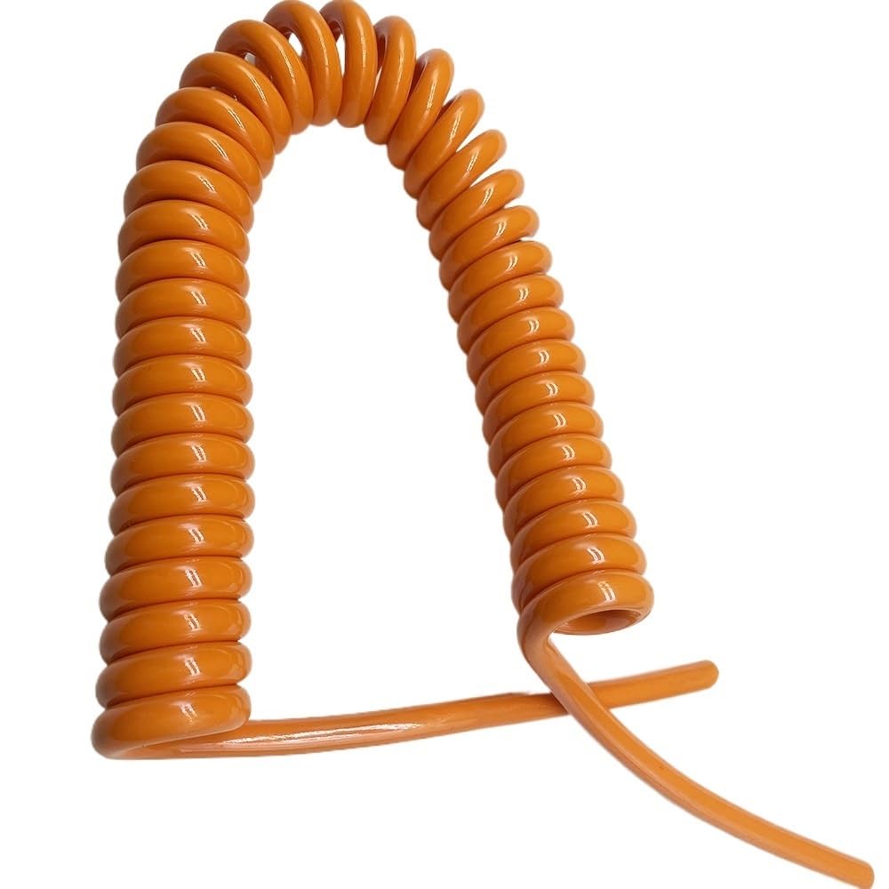 Cavi a Molla per telefoni, Cavo di prolunga a Spirale telescopico a 3 conduttori for Esterni, con Anima in Rame Puro Quadrato da 1 mm, Cavo Alimentazione Arancione, Filo a Molla