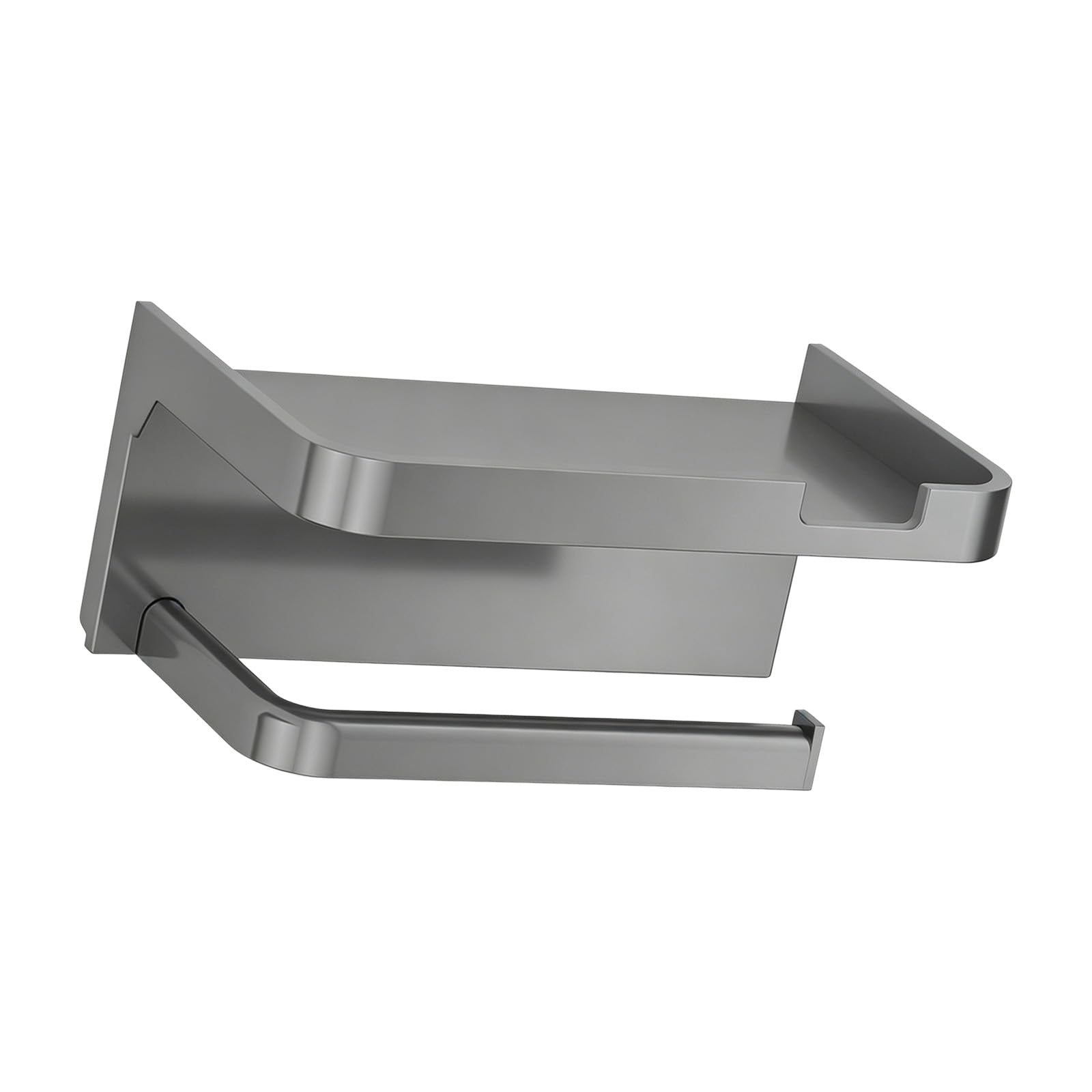 Qusinfc Modern Wall Shelf with Phone Stand and Toilet Roll Holder, Design, Easy Mounting for Bathroom Space Saving Multipurpose Wall Planner