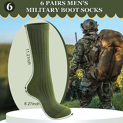 Hercicy 6 Pairs Men's Army Socks Military Boot Socks Cotton Crew Dress Stocking Men Plain Casual Season Grade Regular Fit2