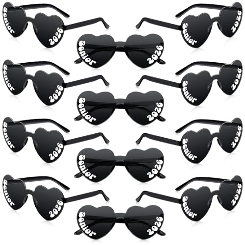 Xuhal 2026 Graduation Glasses Heart Shaped Plastic Eyeglasses Graduation Party Favor Photo Props (Senior 2026 12)
