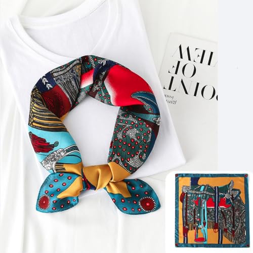 Wander Agio Hair Tie Silk Like Neck Scarf Womens Printing Small Scarves Pattern Square Headscarf Silky Hair Band2