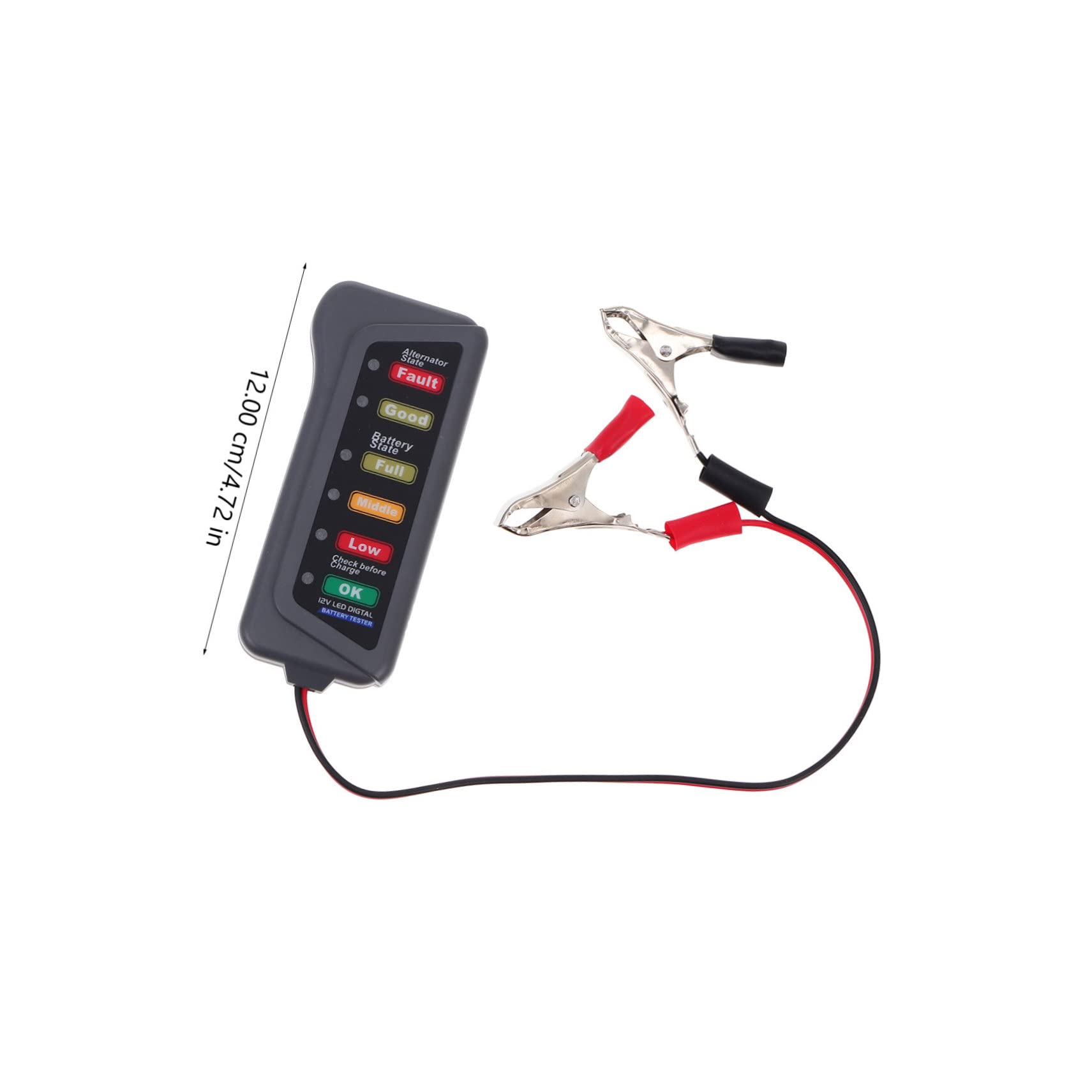 MAGICLULU 12v Motorcycle Battery Tester Car Alternator Checker Voltage Analyzer Led Status Indicator Connection for Vehicles Professional Practical Tool