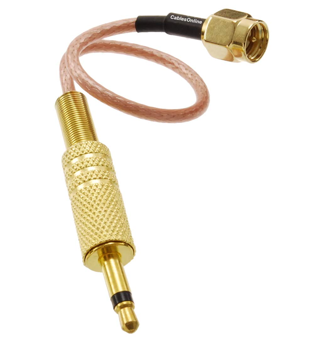 CablesOnline, 6-inches SMA Male to 3.5mm (1/8") TS Male 50-Ohm RG316 Coaxial Low Loss Jumper RF Cable, RF-M3100