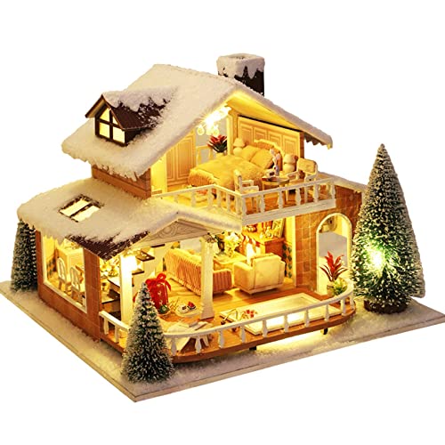 Weihnachts Miniaturhaus Bausatz - Puppenhaus Mit Weihnachtsbaum DIY Set