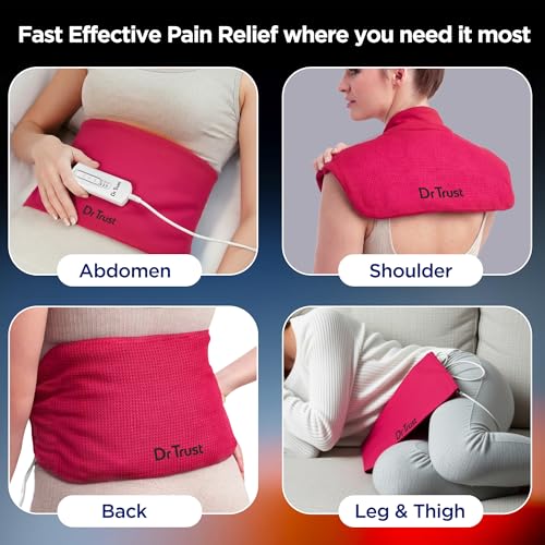 Image of Dr Trust USA PinkTherm Orthopedic Electric Heating Pad for Period Pain Relief I Heat Belt For Period Cramps, Lower Back Pain, Lumbar, Shoulder & Knee, 3 Heat Settings with Temperature Controller - 3102