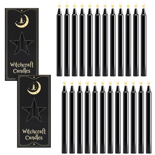 24 Pack Black Candles 6.3 Spell Chime Candles Burning for Up to 90 Minutes
