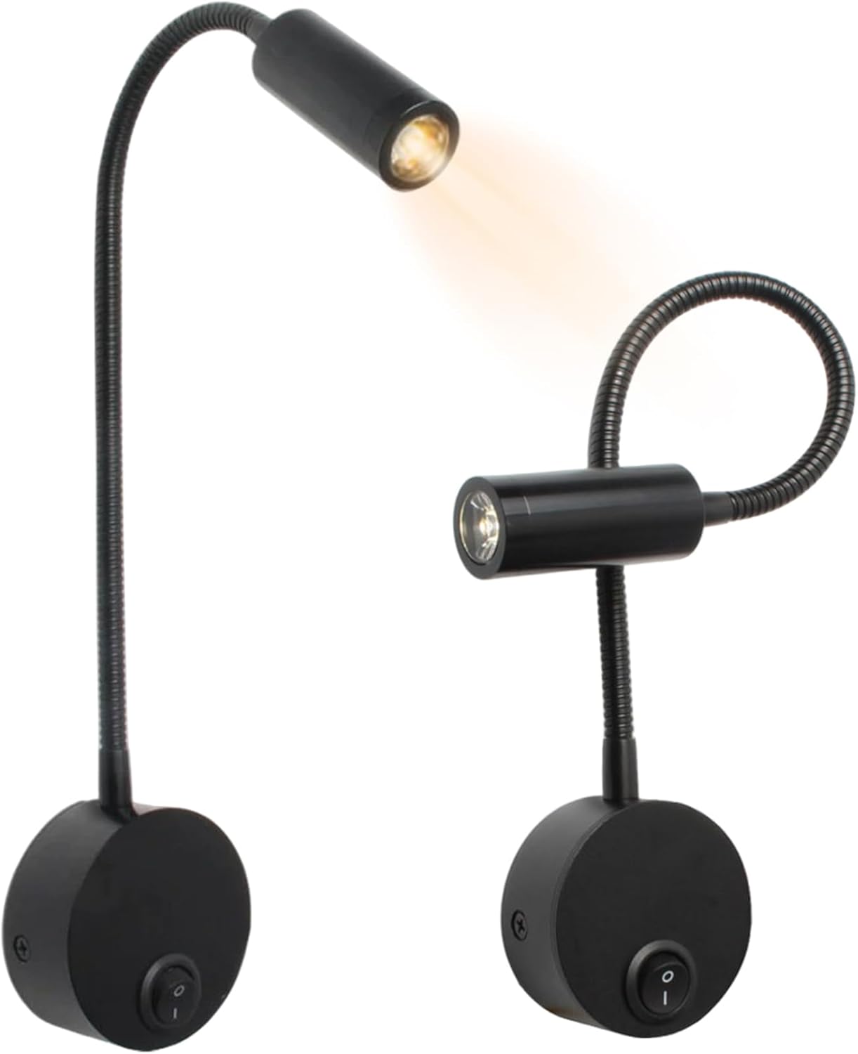 Headboard Reading Light, 2Pcs 3W White LED Wall Mounted Reading Light with Flexible Gooseneck for Bedroom Hotel Black Wall Mounted