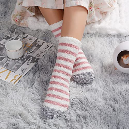 Blu Ninfee Kuschelsocken Damen Flauschige Kuschel Socken 6 Paar, Dicke Weiche Bettsocken Schlafsocken Mädchen, Warm Winter Flauschsocken Kuschelige Socken