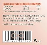 KOPP Vital® Folsäure Plus | 30 Kapseln | 9 g | Maximale Qualität | Nahrungsergänzungsmittel | Hochwertiges Akazienfaserpulver | Vitamin B6