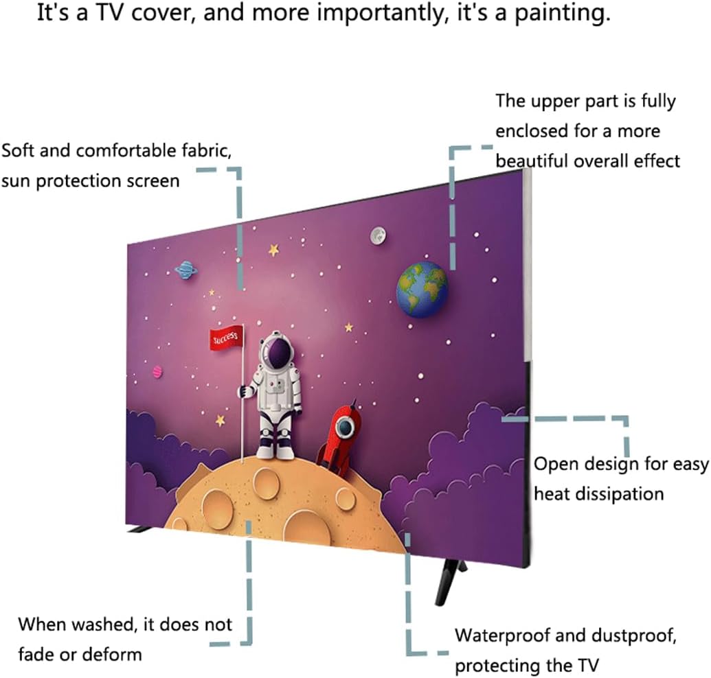 TV Cover TV Display Protector for LCD LED Dust Cover for Desktop TV Hanging TV Dust-Proof Colorful TV Screen Protectors TV Dust Cover(Size:58IN(W136xH75CM),Color:B)