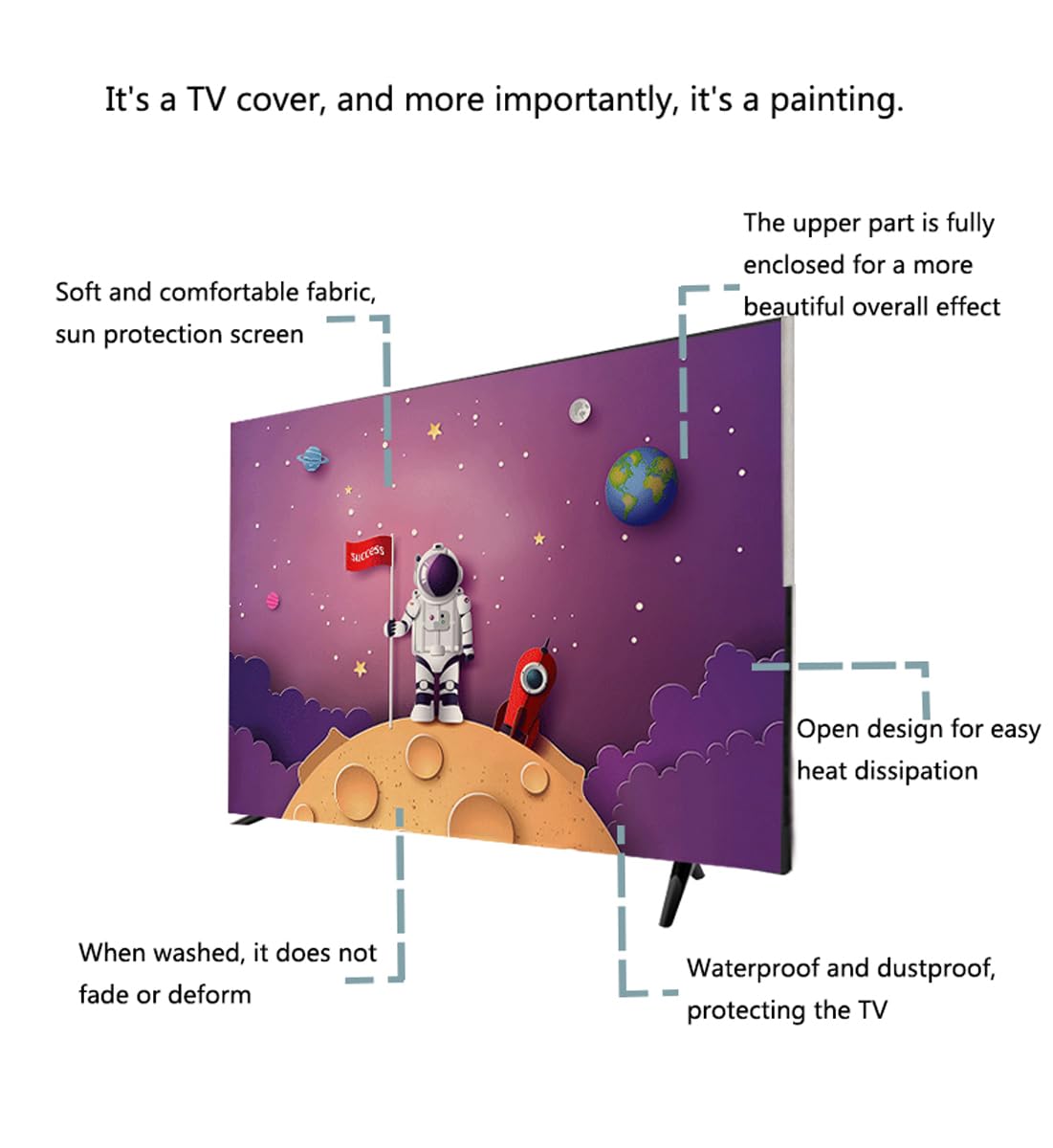 Pokrowiec na telewizor, 19-80 cali, dekoracja do sypialni, salonu, telewizor, osłona przeciwkurzowa(B,60in(141x85cm))
