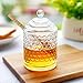 kanpura Clear Crystal Honey Pot with Dipper and Lid Glass Honey Jar with Dispenser Honey Holder and Syrup Container for Christmas Home Kitchen Decor,9 oz