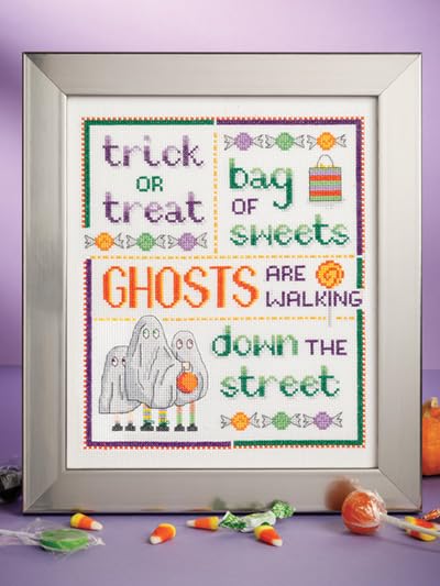 Image of VolcanoStitching Halloween 2023 Just Cross Stitch Magazine 14ct Aida | 2023 Just Cross Stitch Halloween Special Issue magazine bundled with hand-dyed 14-count Aida cross stitch fabric.