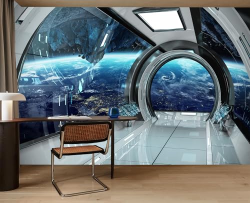 Papier peint 3D autocollant grand format deco chambre ado design vaisseau spatial - 3