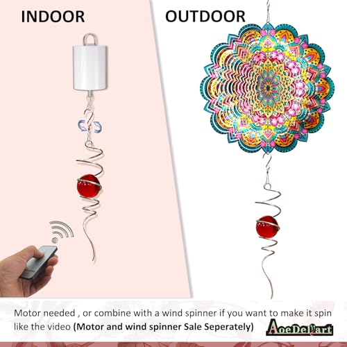 Image of Aoedelyart Gazing Ball Spiral Decorative Wind Spinner Stabilizer Sun Catcher 11inch Tail and 2 inch Glass Orb. Indoor Outdoor Garden Decoration Wind Sculptures Wind Spinner Tail-13 inch Height (Red)
